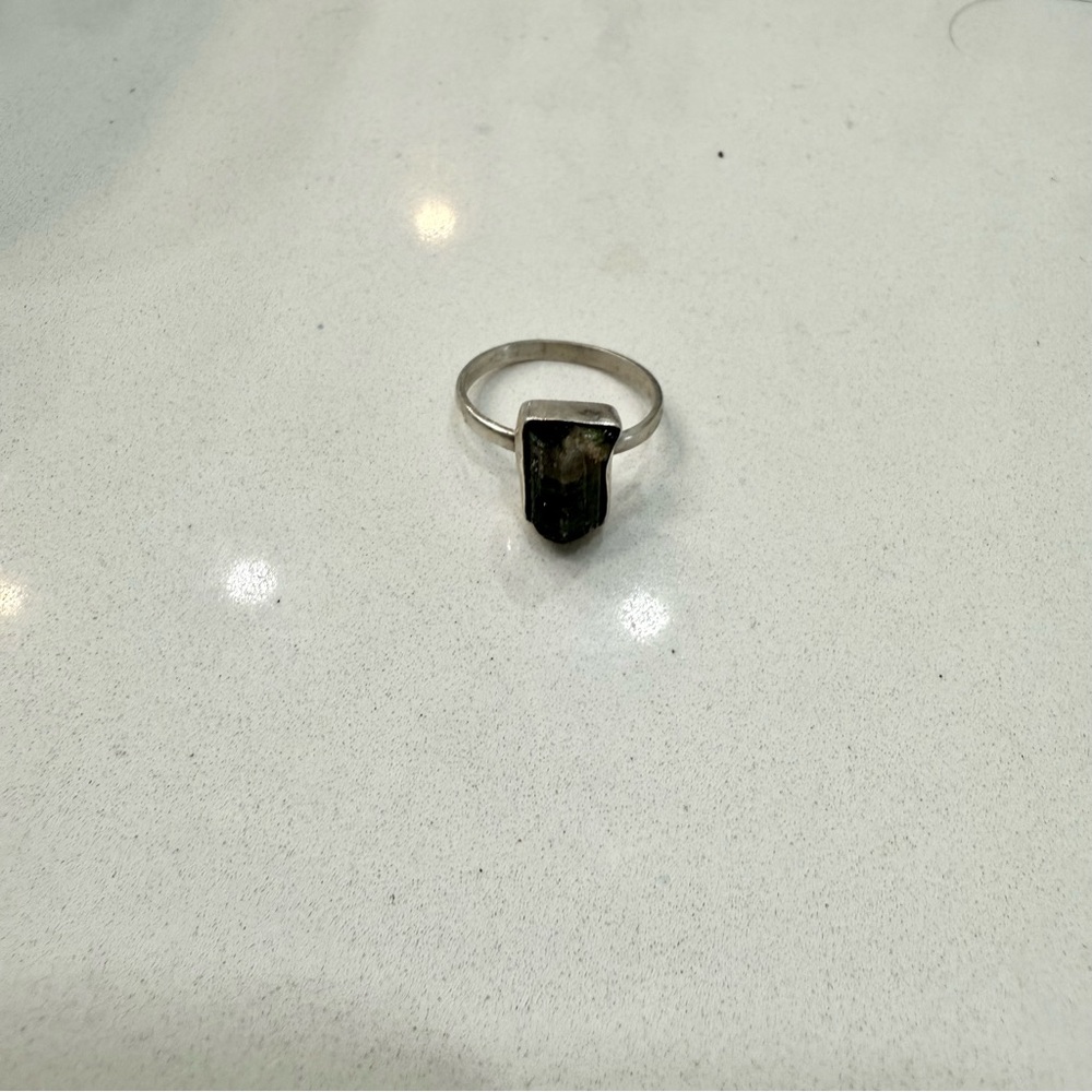 Raw Green Tourmaline Ring